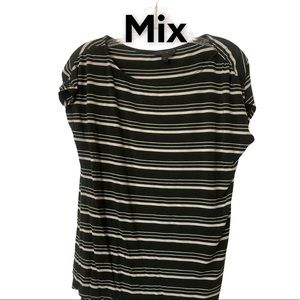 Mix 41 Hawthorn Olive Striped Cap Sleeve Pullover T-Shirt M